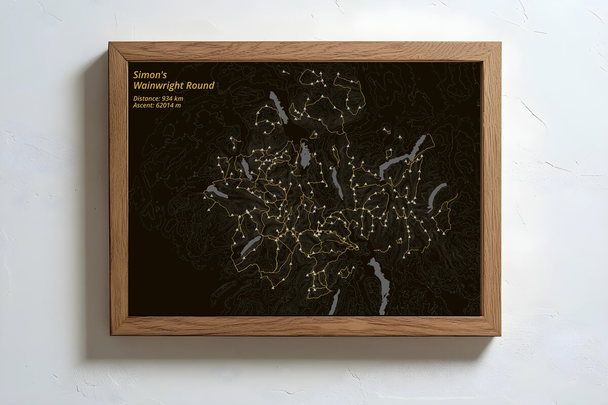 Example Wainwright Map showing Lake District fells